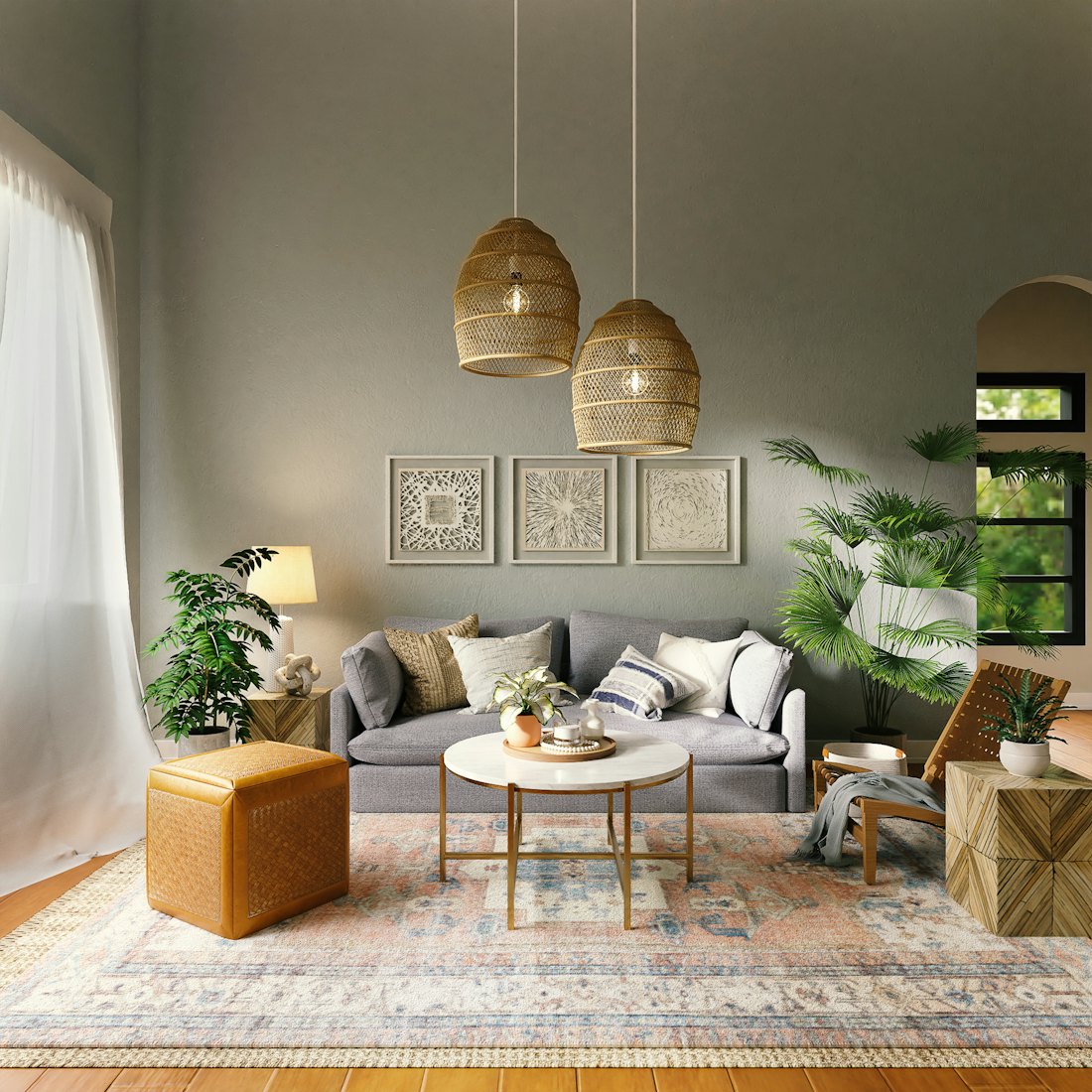 Wohnzimmer in warmen Farben